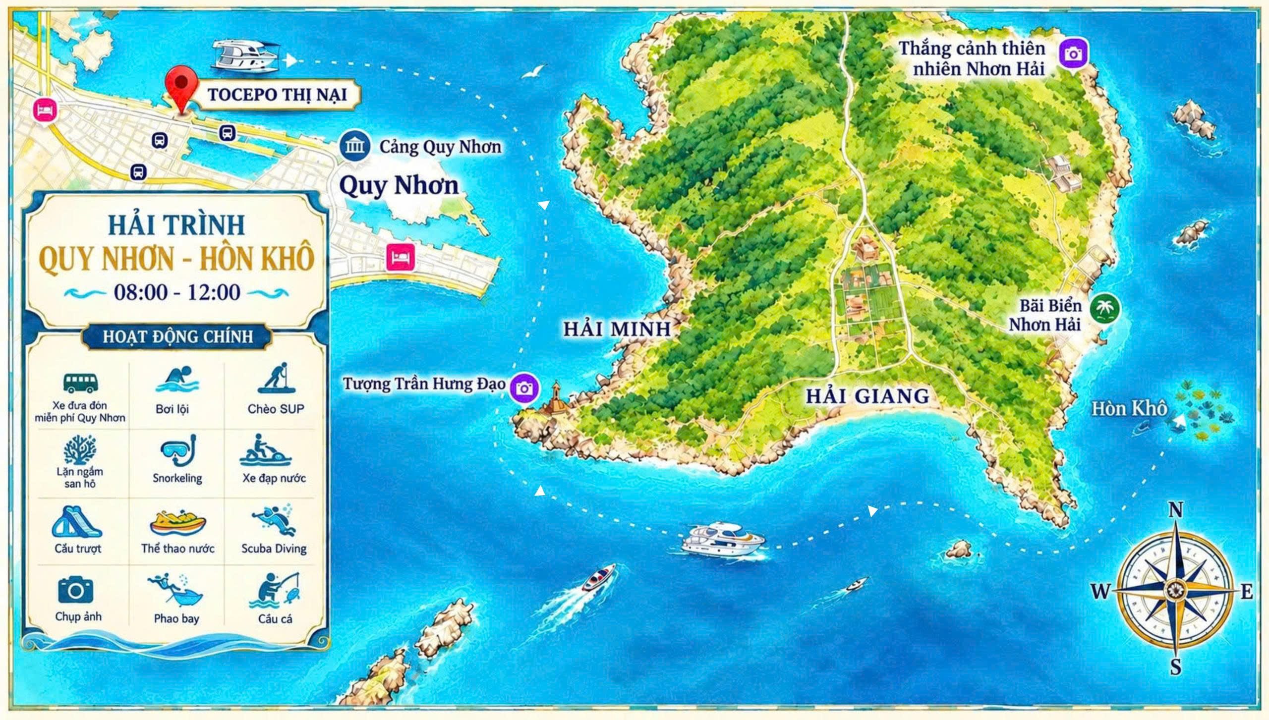 [Quy Nhon] Explore Hon Kho Island & Seafood Party - Cruise Map